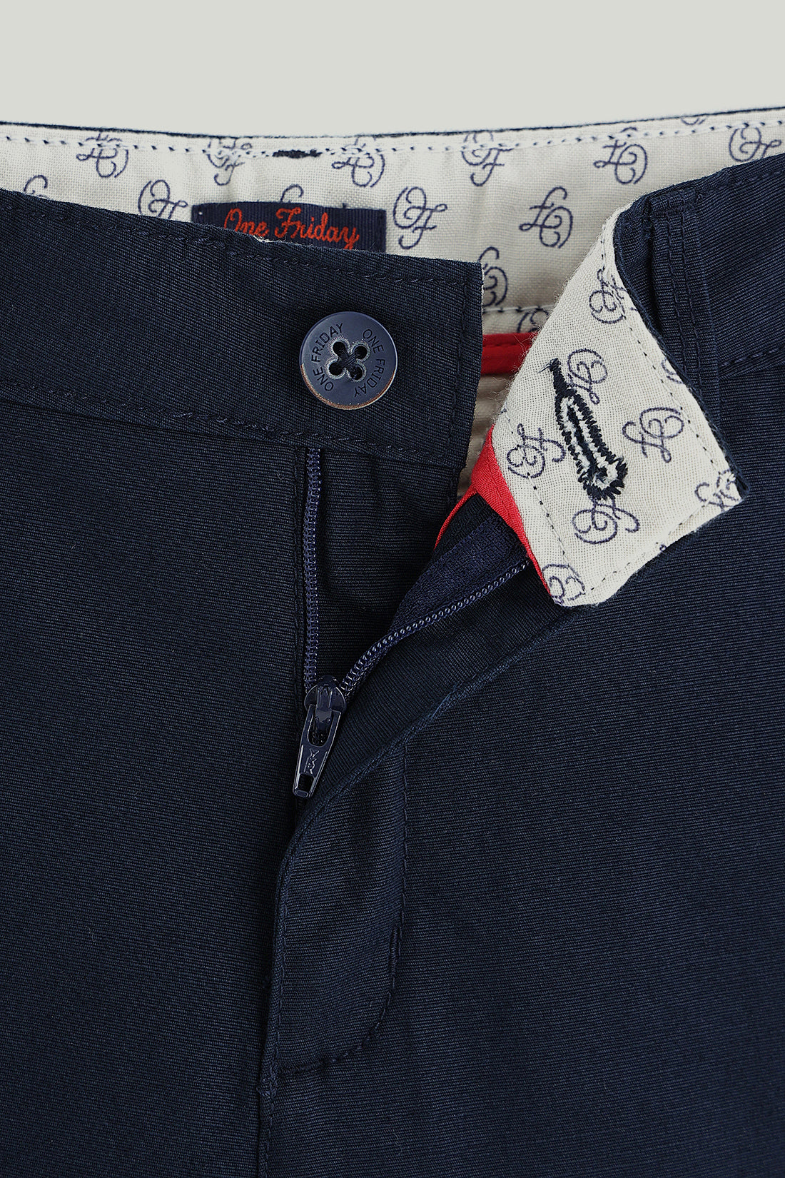 Boys Navy Blue Regular Fit Striped Trouser by One Friday