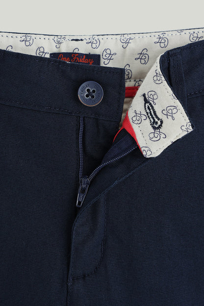 Boys Navy Blue Regular Fit Striped Trouser by One Friday