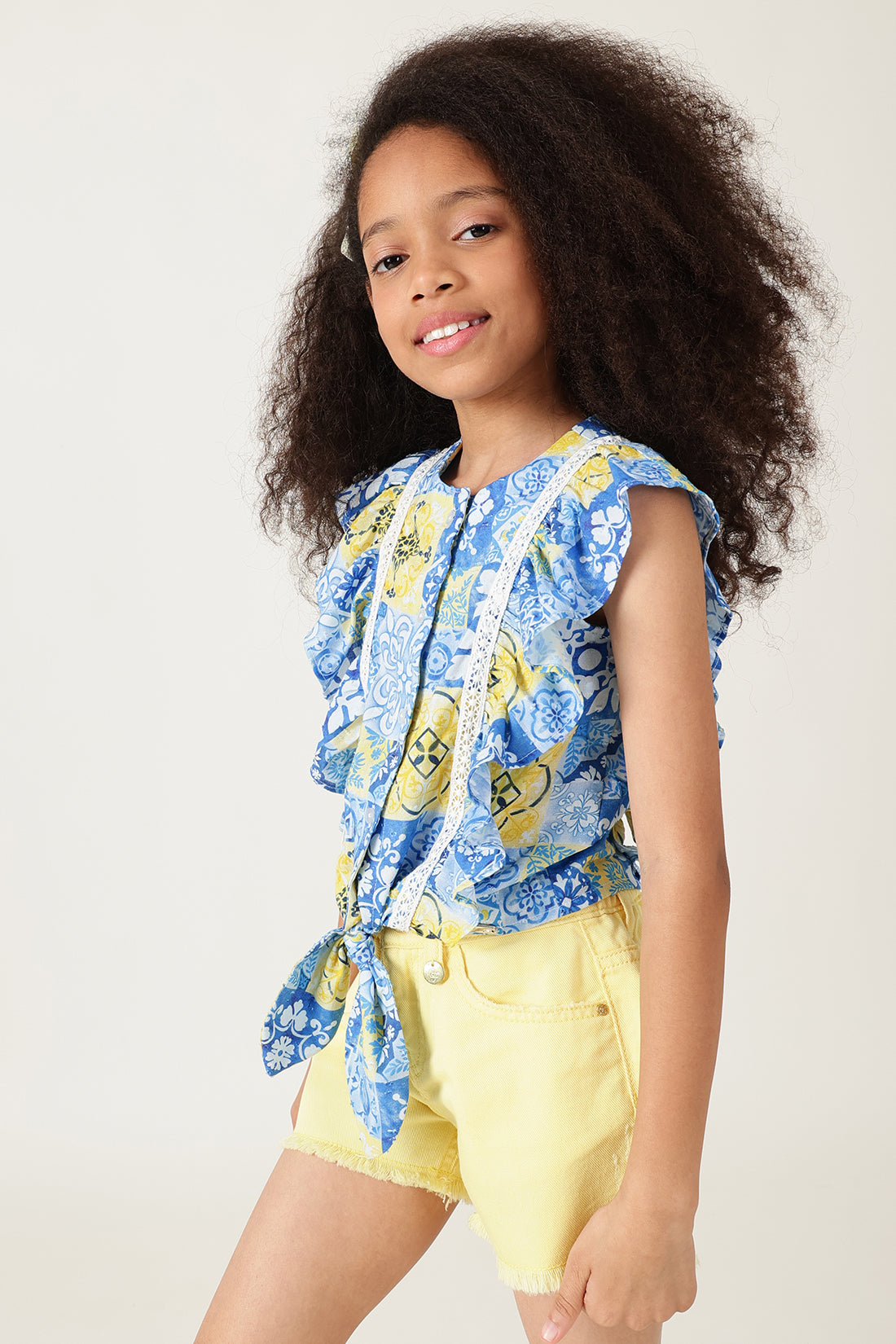 Girls Multicolor Regular Fit Sleeveless Printed Top by One Friday