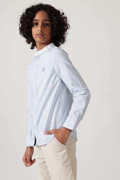 Boys Blue Regular Fit Full Sleeve Stripes Shirt by One Friday