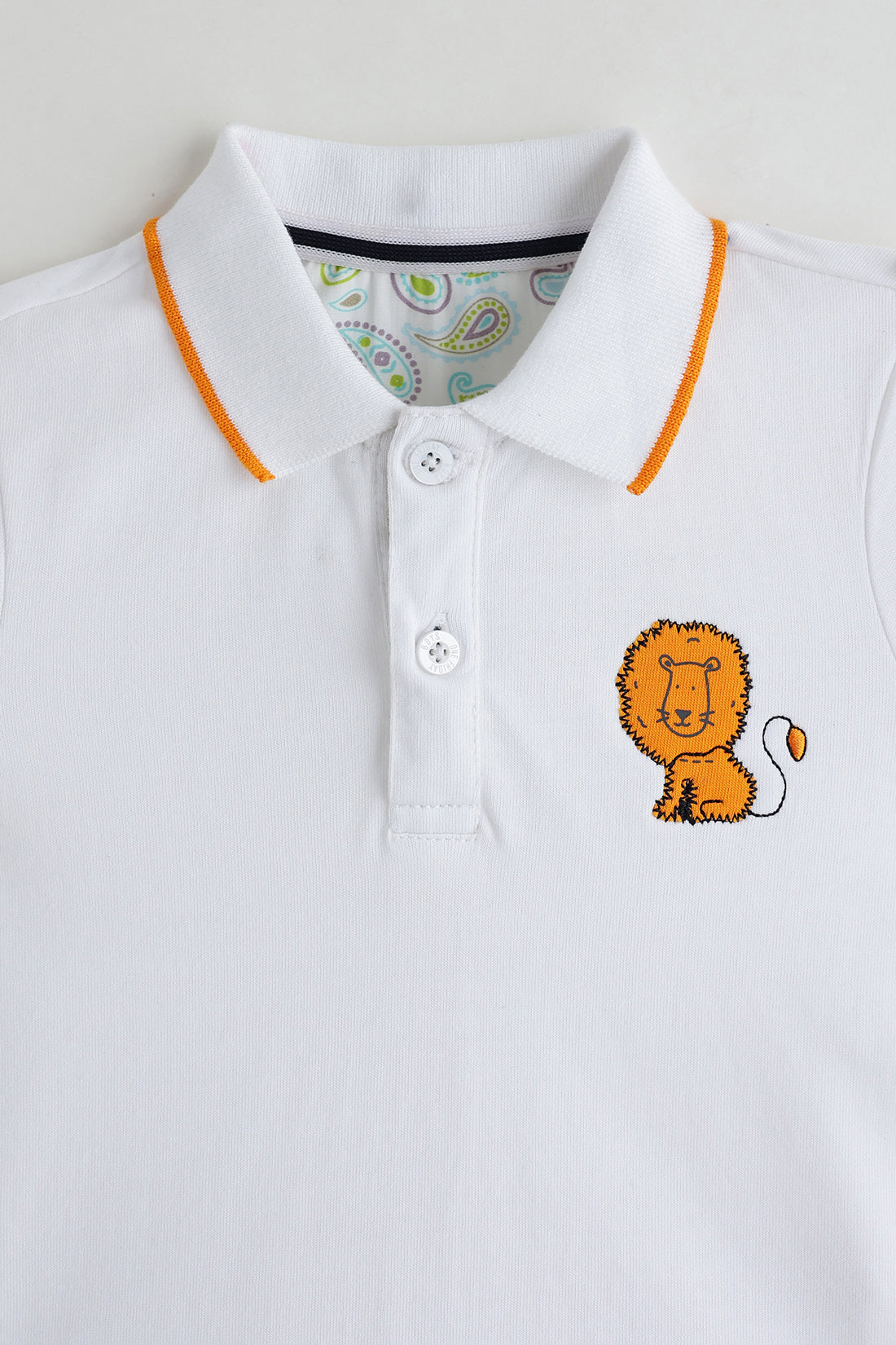 Baby Boys White Polo Neck Cotton T-Shirt