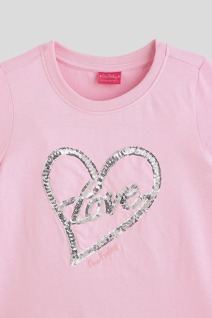 Girls Pink Solid T-Shirt