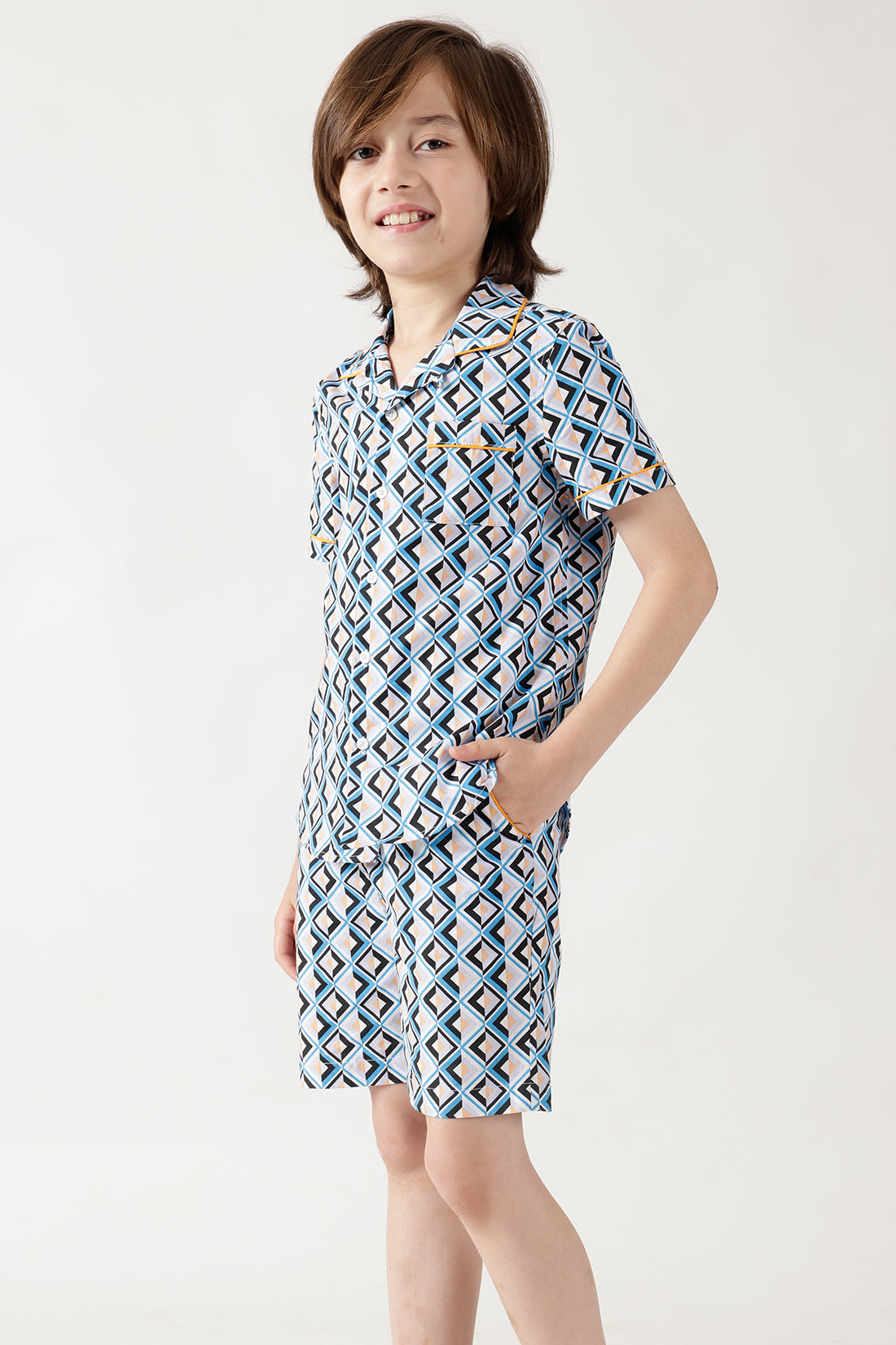 Boys Blue Half Sleeve Printed Co-ord Set by One Friday