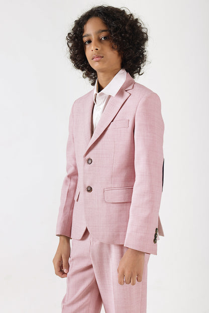 Boys Pink Regular Fit Blazer & Pants Two-Piece Suit Set by One Friday