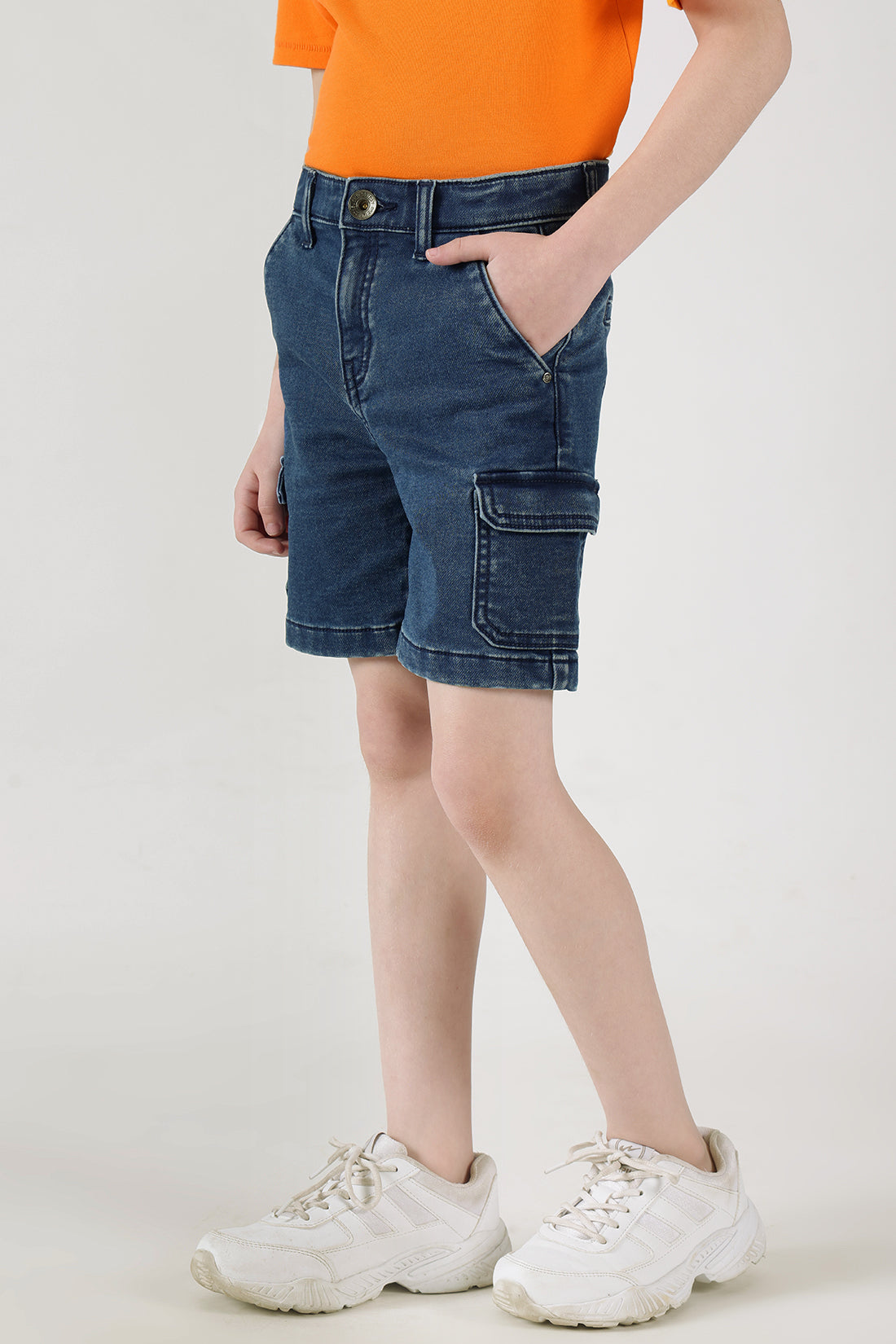 Boys Blue Regular Fitted Solid Shorts by One Friday