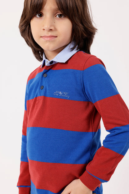 Boys Multi Striped Polo Full Sleeve T-Shirt | One Friday
