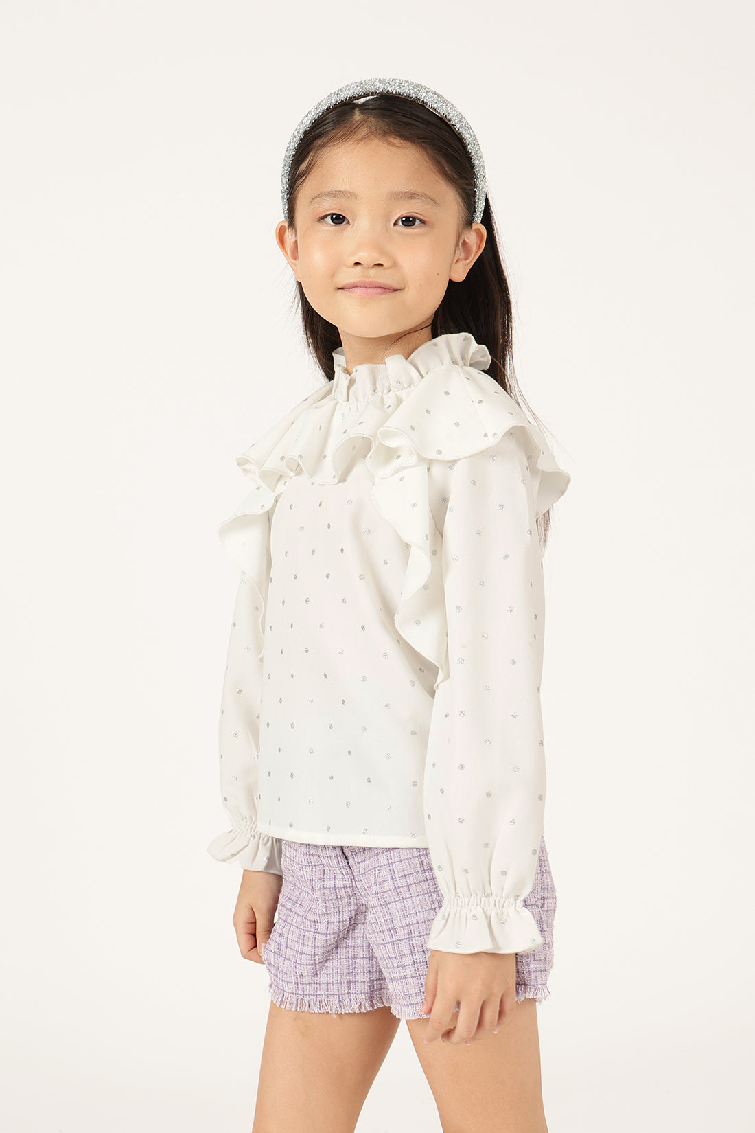 Girls' White Ruffled Top One Friday