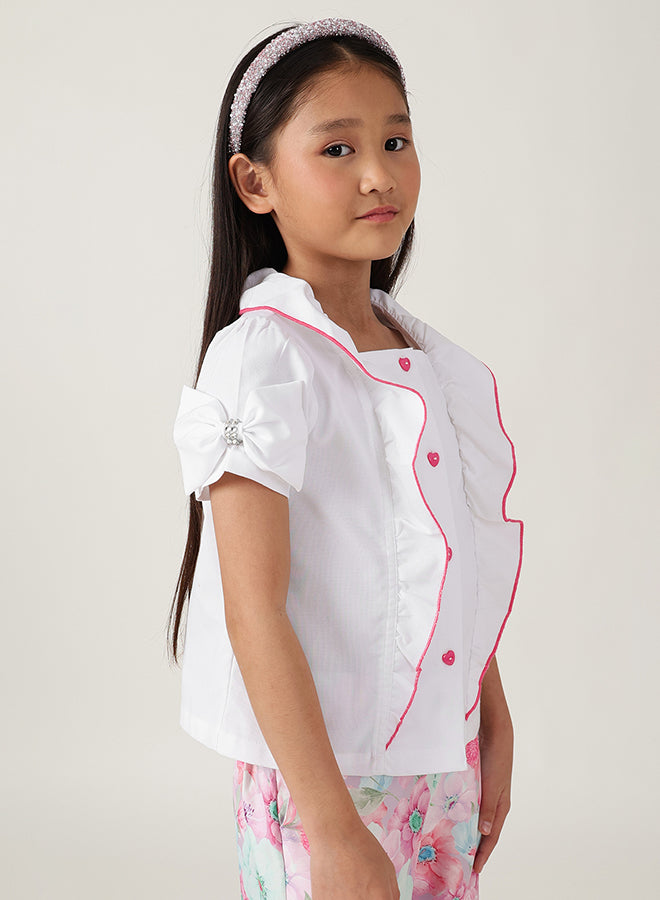 Girls White Essential Top