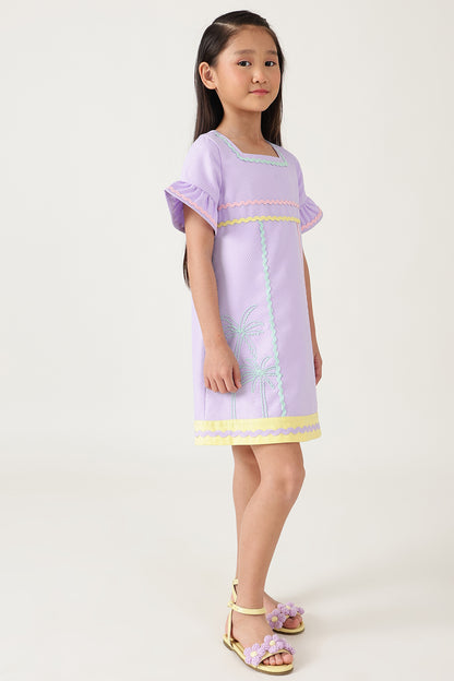 One Friday Girls Lilac Solid Dress