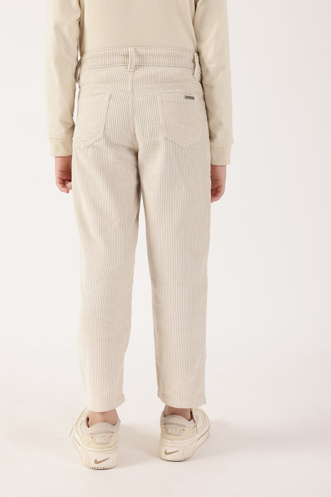 Boys Beige Solid Cotton Woven Trousers