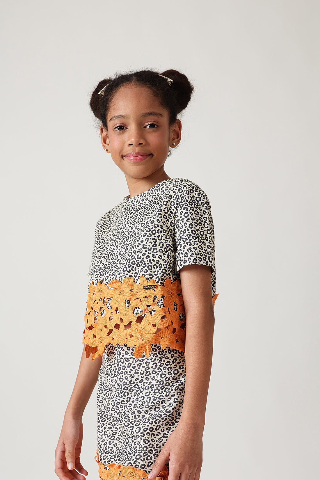 Girls Multi Color Color Regular Fit Short Sleeve Printed Tops By One Friday