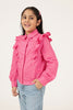Girls Pink Cotton Shirt Collar Cap Sleeve Top
