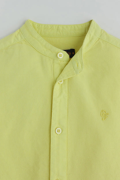 Boys Yellow Full Sleeve Solid Shirt by One Friday