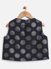 One Friday Kids Girls Navy Blue and Gold Polka Dot Top