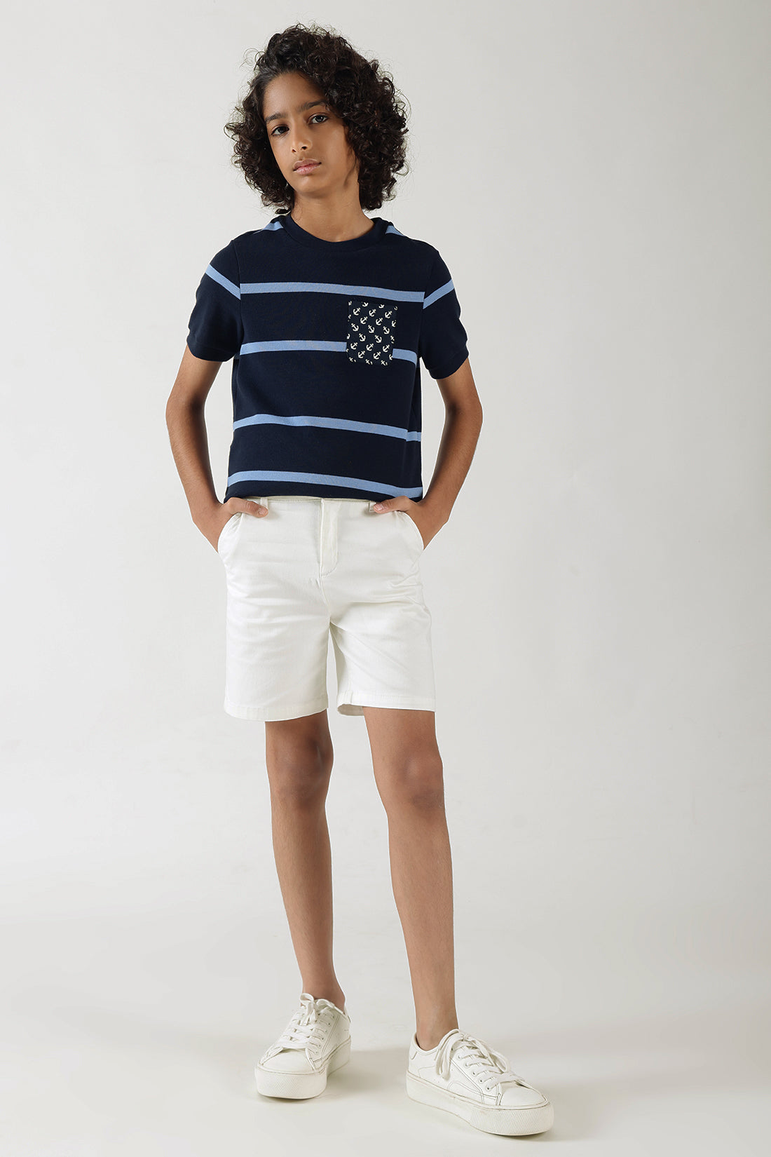 Boys Navy & Light Blue Stripe T-Shirt