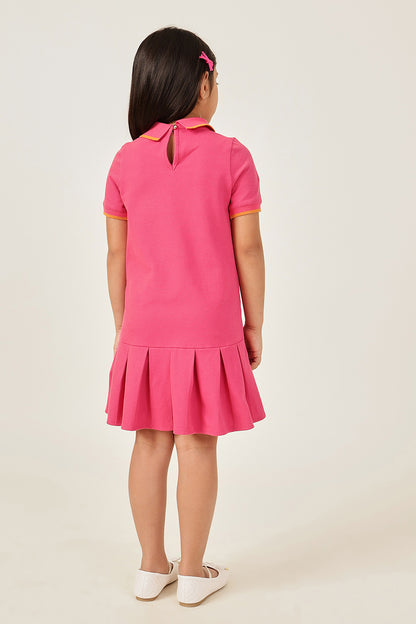 Girls Pink Sleeveless Knit Shirt Dress