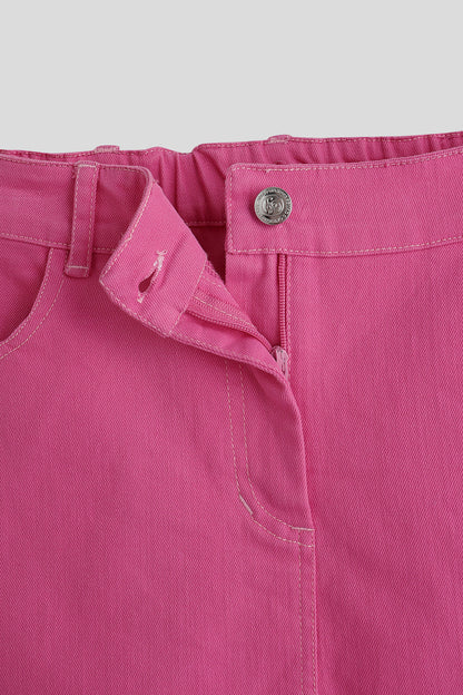 One Friday Girls Pink Solid Skirt