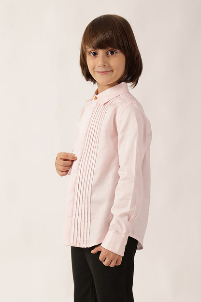Boys Pink Cotton Full Sleeve Woven Shirt | One Friday