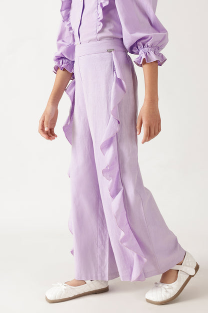 One Friday Girls Lilac Solid Trouser
