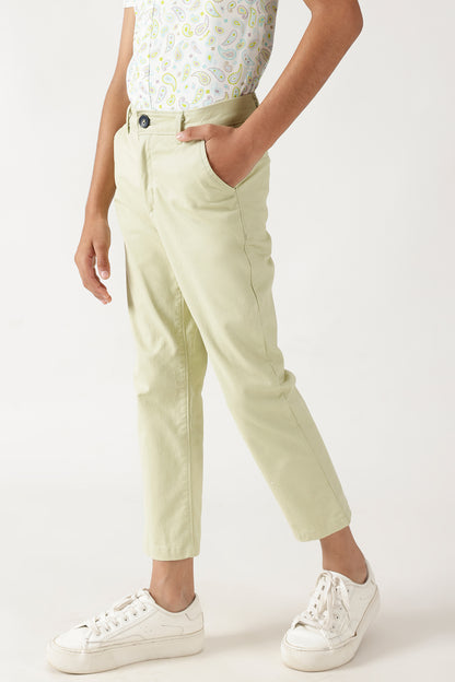 Boys Mint Regular Fitted Solid Trouser By One Friday