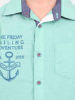 One Friday Kids For Boys Green Anchor Shirt