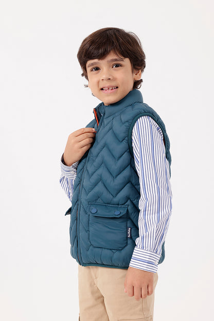 Boys Teal Sleeveless Jacket One Friday