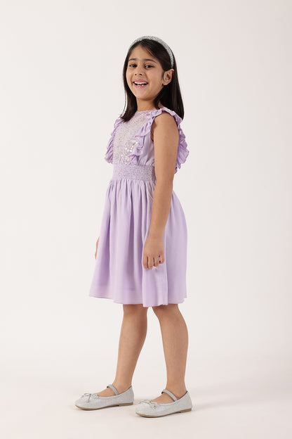 Girls Lilac Sequin Dress