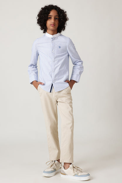 Boys Beige Regular Fit Solid Trouser by One Friday