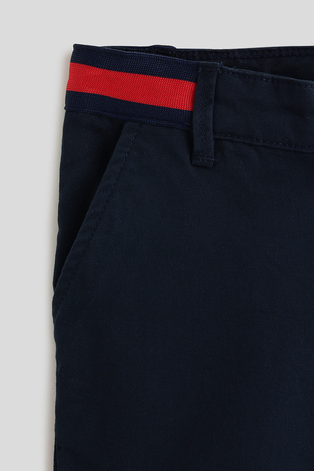 Boys Navy Blue Solid Trousers by One Friday