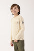 Boys Beige Solid Round Neck Cotton T-Shirt