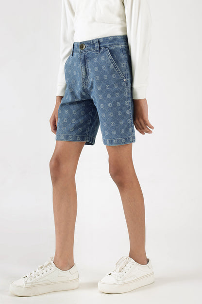 Boys Blue Printed Shorts by One Friday