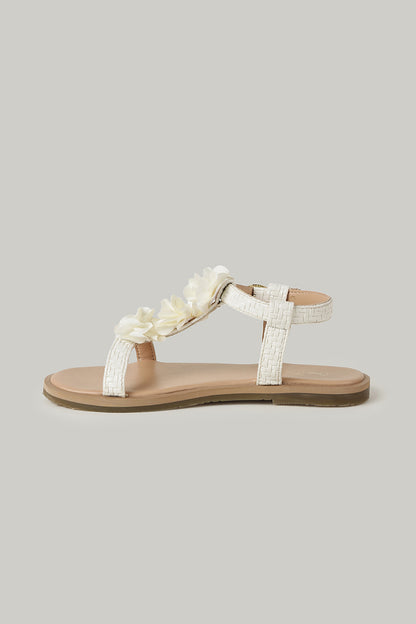 One Friday Girls Off White Solid Sandal