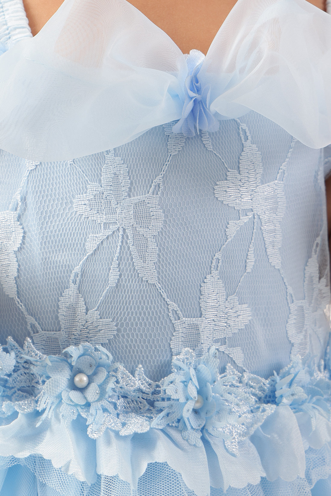 Baby Girls Blue Off-Shoulder Party Dress