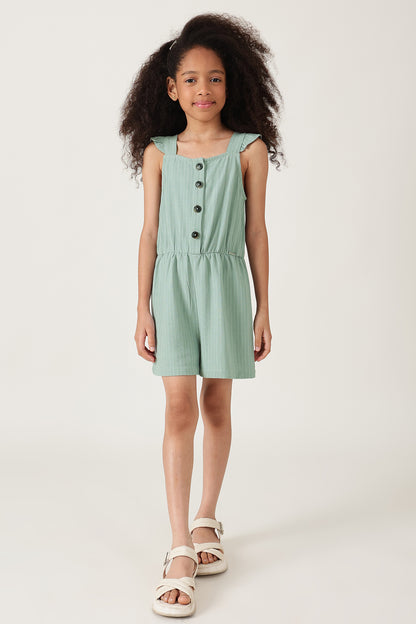 One Friday Girls Mint Stripes Jumpsuit
