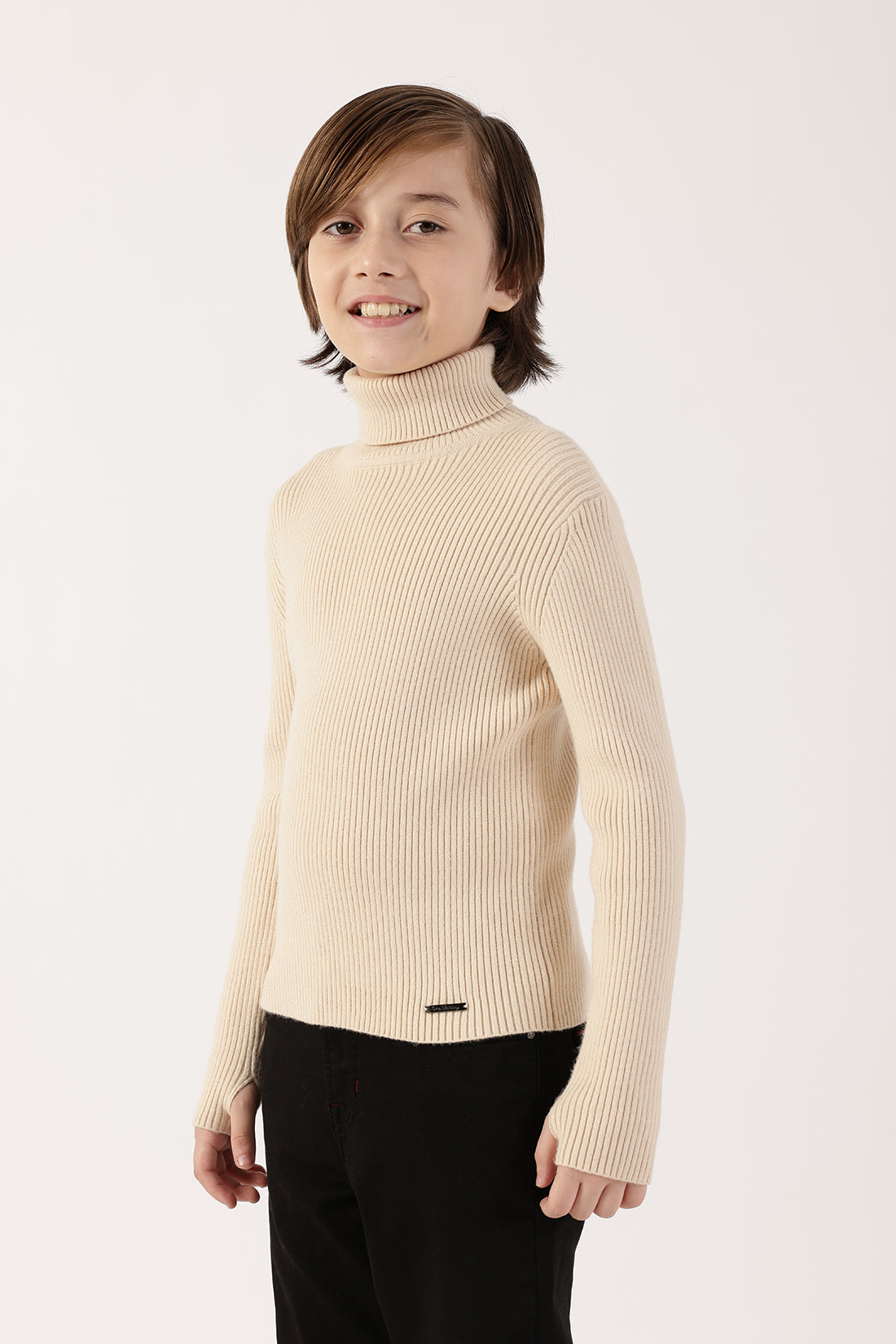 Boys Off-White Turtle Neck Jumper