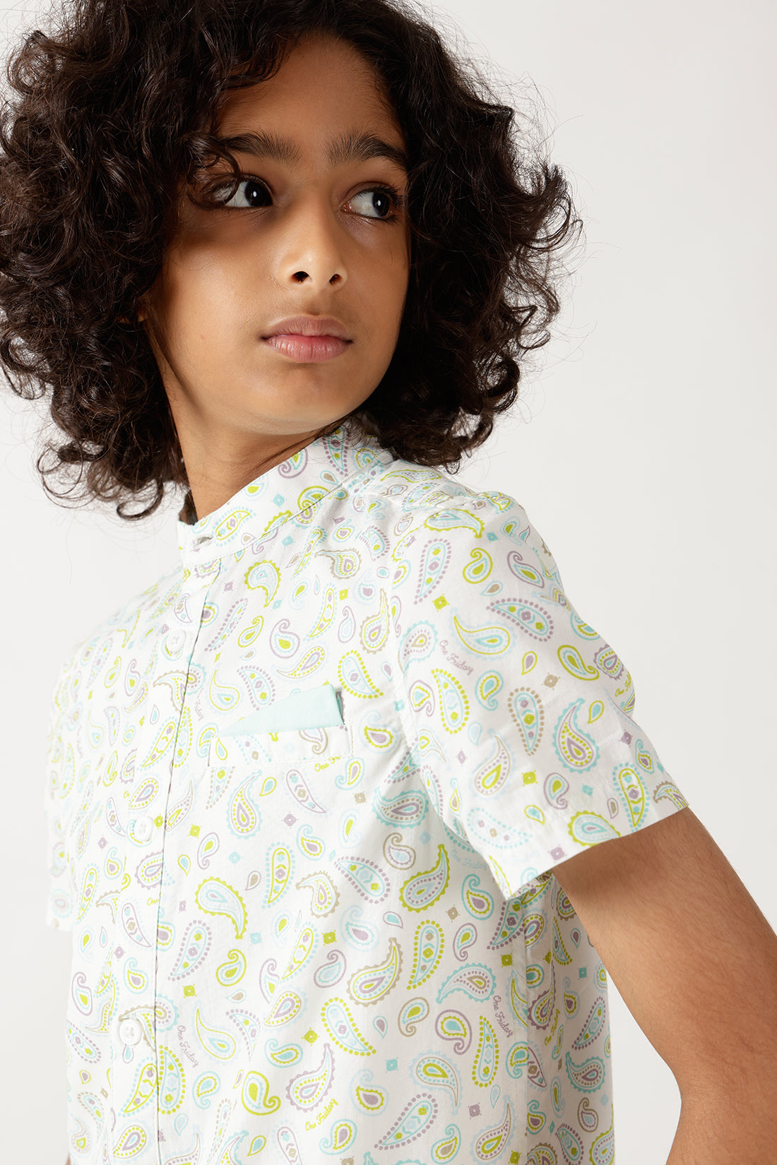 Boys Multi Color Loose Fit Half Sleeve Printed Shirt By One Friday