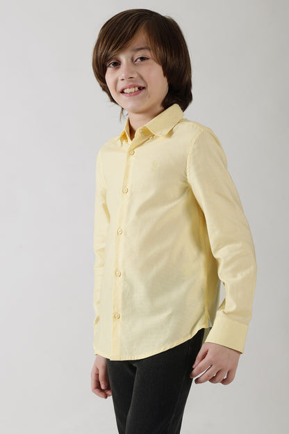 Boys Yellow Regular Full Sleeve Solid Shirt by One Friday