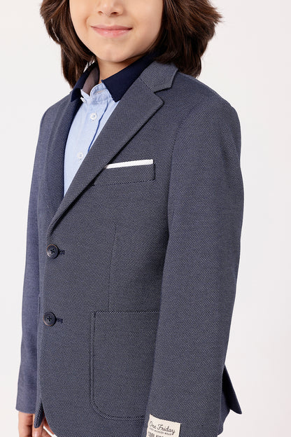 Boys’ Blue Formal Blazer with Chest Pocket Square