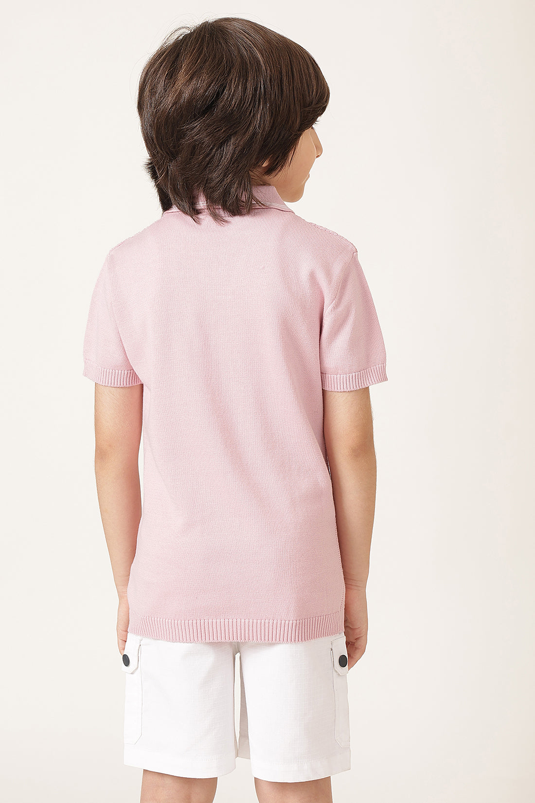 Boys Pink Solid Cotton Casual Summer T-Shirt