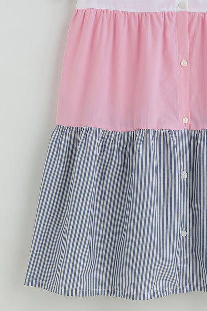 Girls Multi Color Short Sleeve Dress