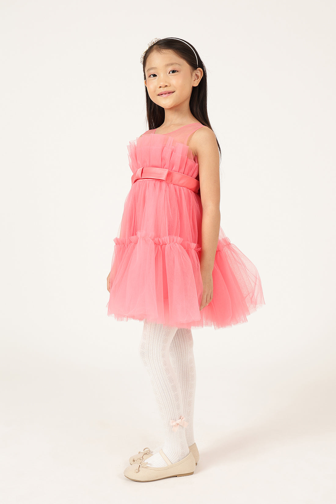 Girls Solid Zip Sleeveless Party Dress