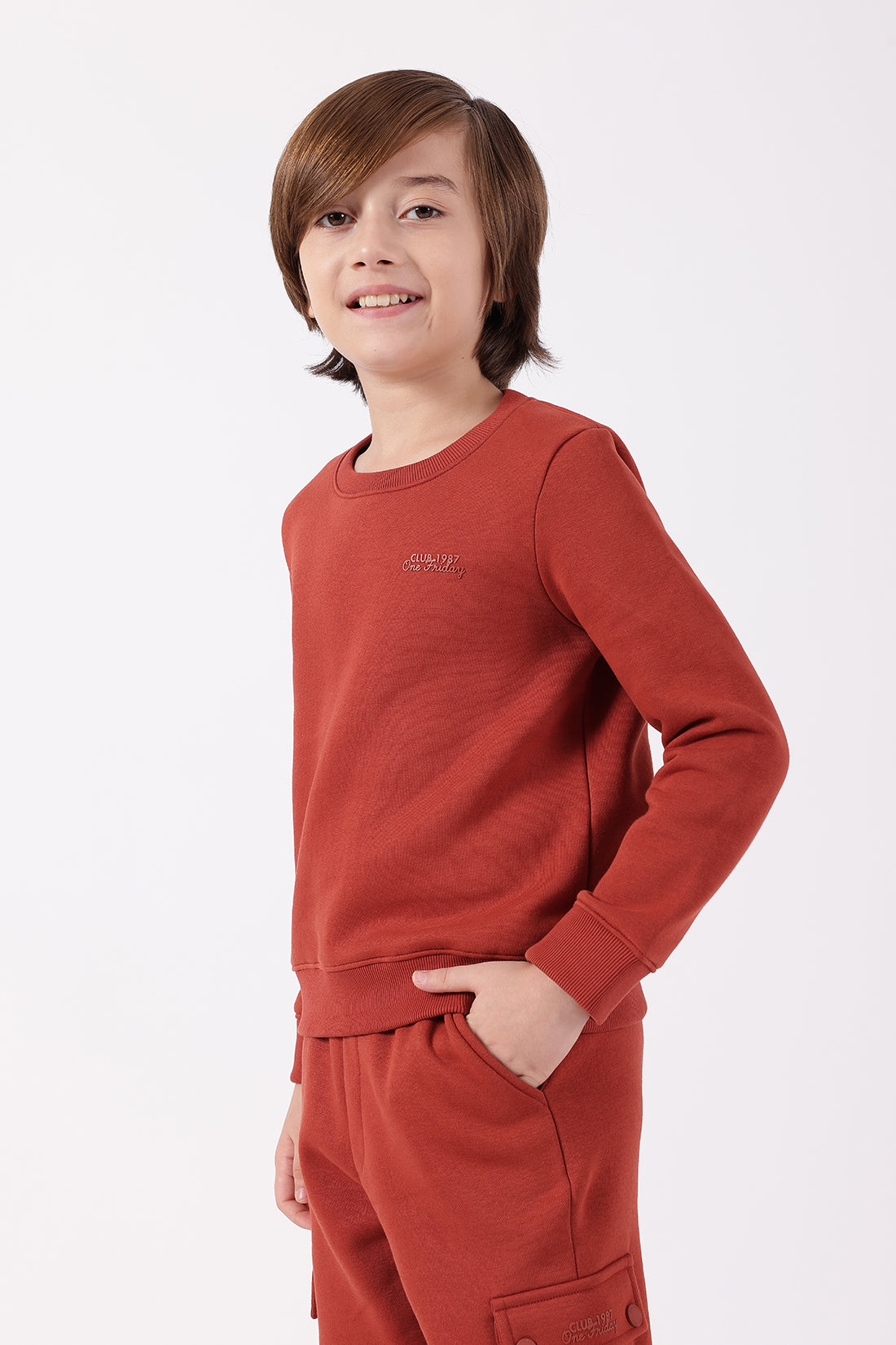 Boys Orange Cotton Blend Sweatshirt