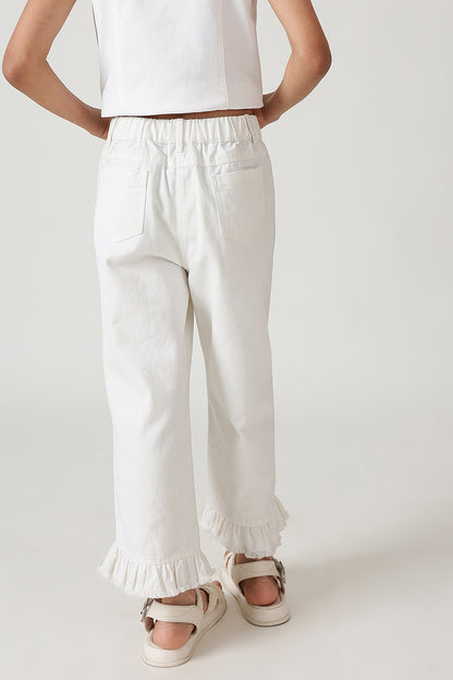 Girls White Regular Solid Denim By One Friday
