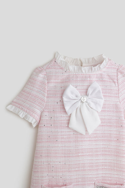 One Friday Girls Pink Boucle Dress