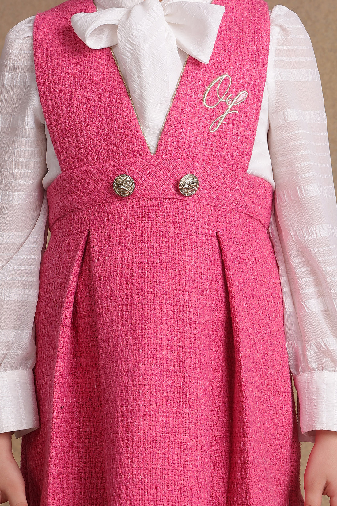 Girls Pink Boucle Dress