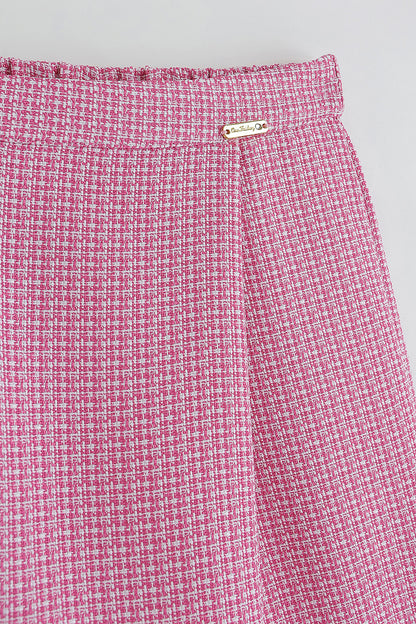 Girls Pink A-Line Fit Yarn Dyed Skirt