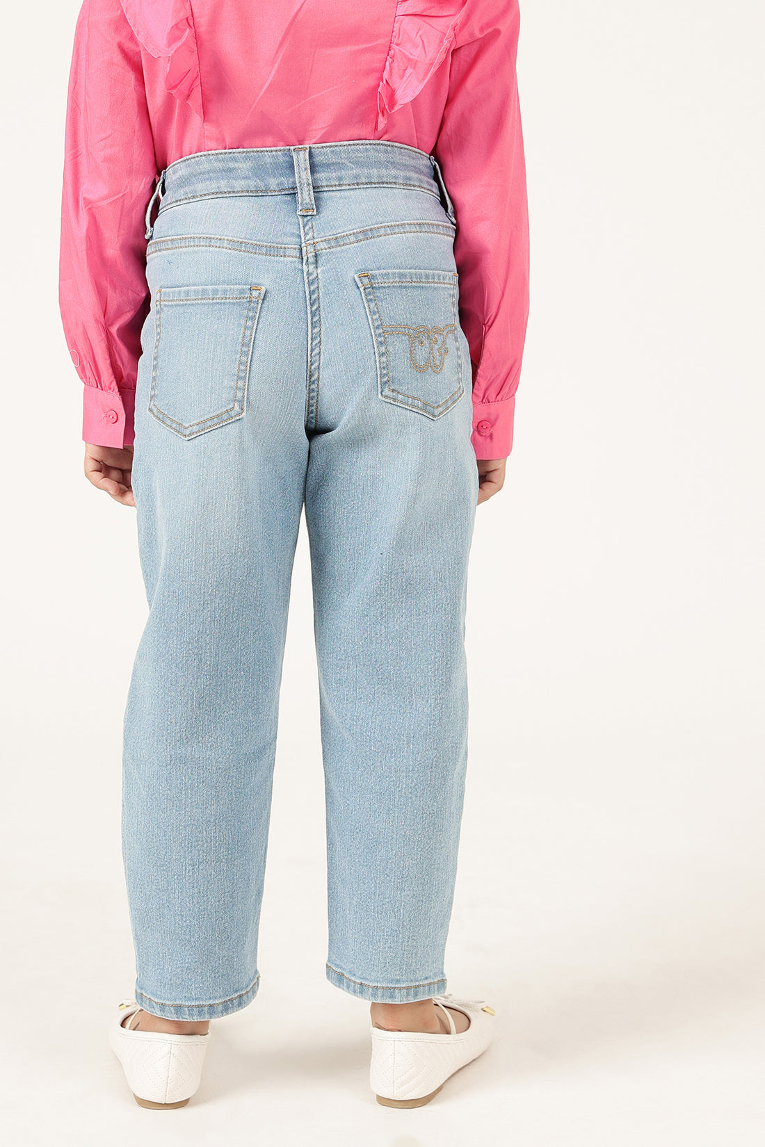 Girls Blue High Stretch Denim Jeans