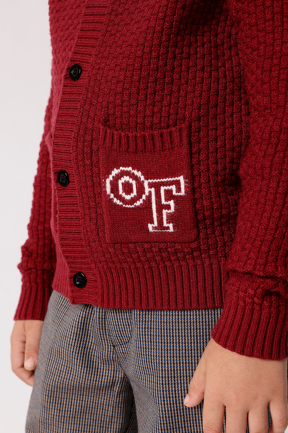 Boys Burgundy Knit Cardigan
