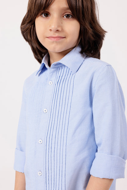 Boys’ Blue Solid Woven Shirt One Friday