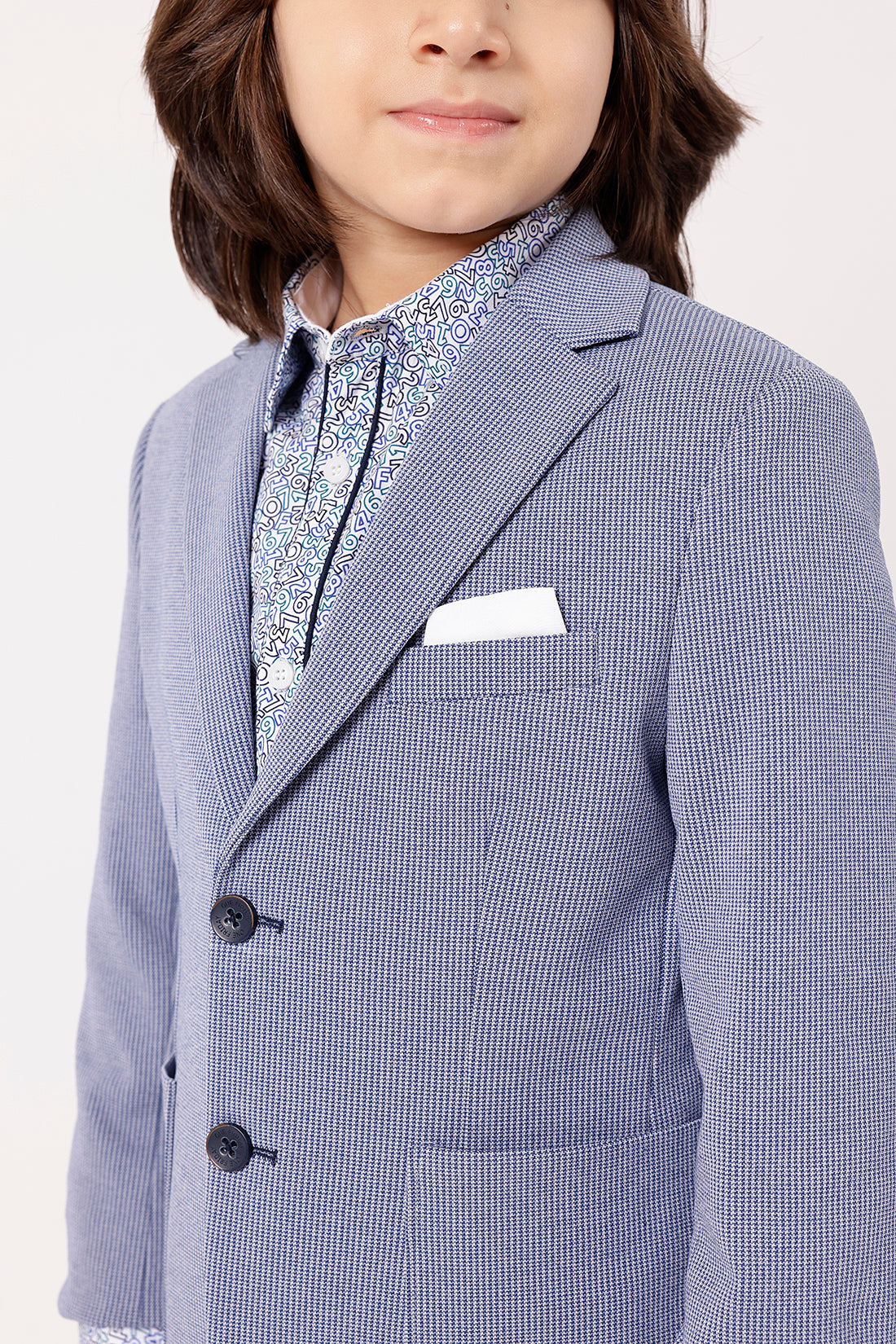 Boys Blue Blazer – Abstract Woven Outerwear